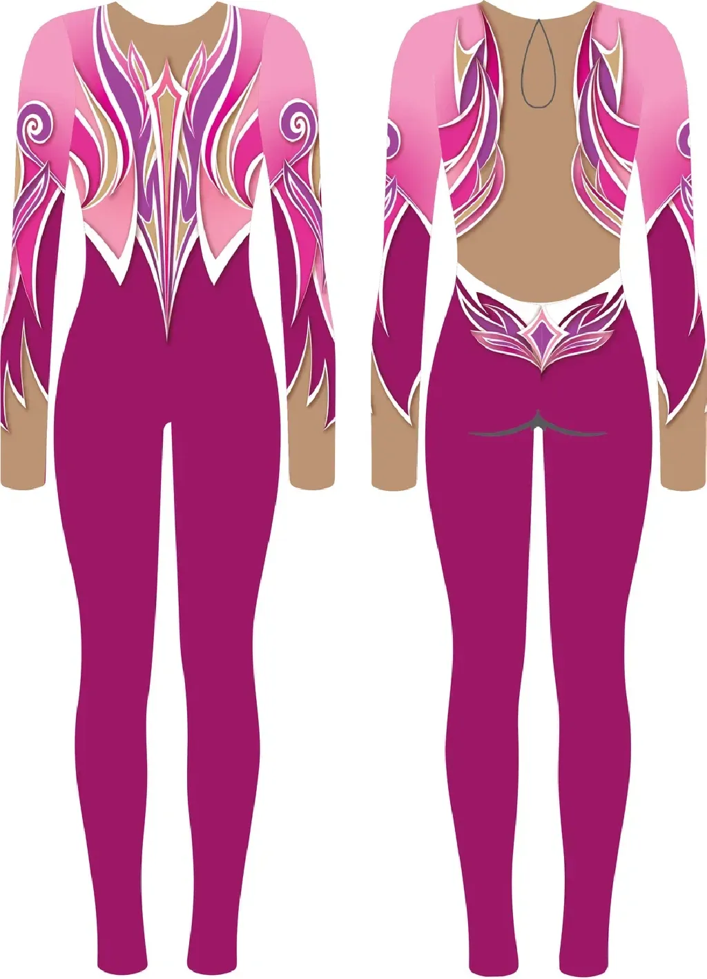 Комбинезоны для гимнастики и танцев START2GYM - BODYSUIT MAGENTA DIAMOND